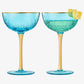 Vintage Art Deco Coupe Glasses | Set of 2 | Blue