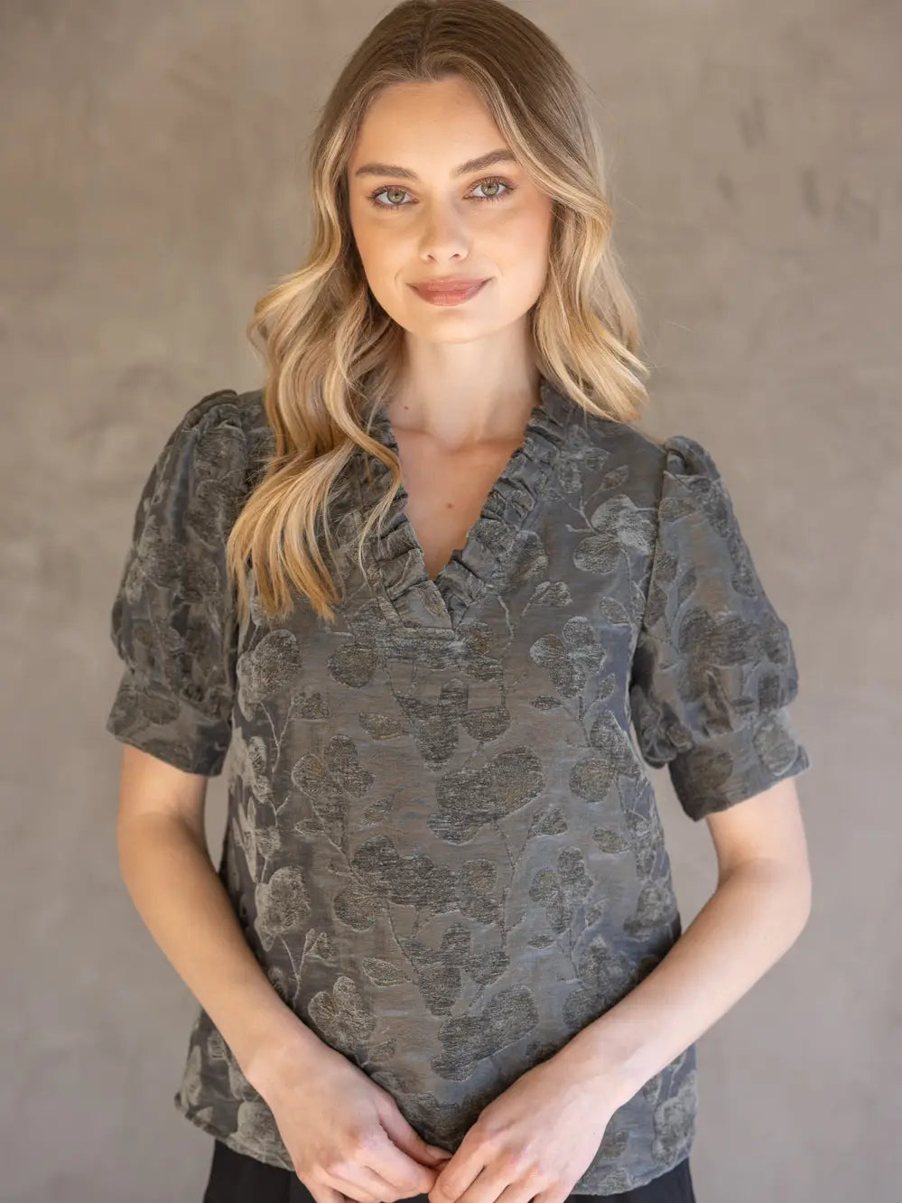 Floral Metallic Sparkle Jaquared top