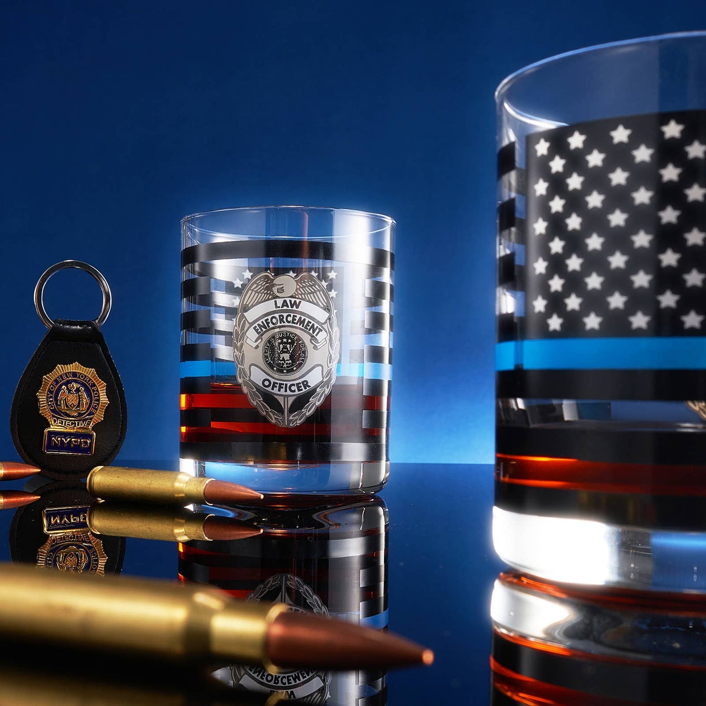 Police Whiskey Glasses | Set of 2 | 12 OZ