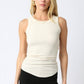 Ribbed Fitted Scoop Neck Tank Top: Ecru