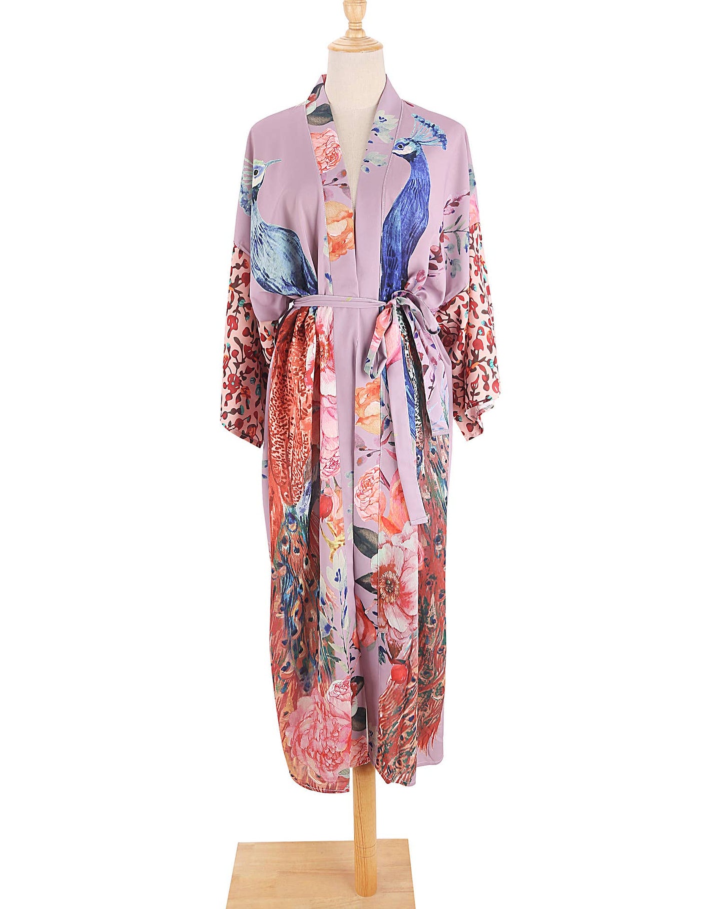 Retro Oriental Peacock Kimono Beach /Cover Up