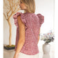 Ruffled Cap Sleeve Jacquard Top