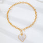 White Inlay Heart Toggle Necklace Gold