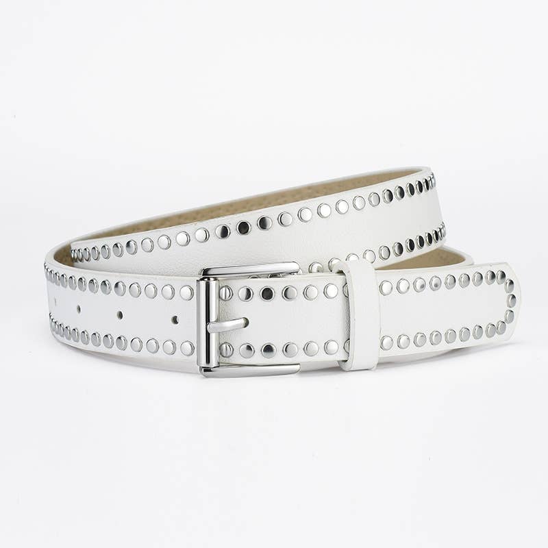 METALLIC BUCKLE PU BELT: WHITE OS