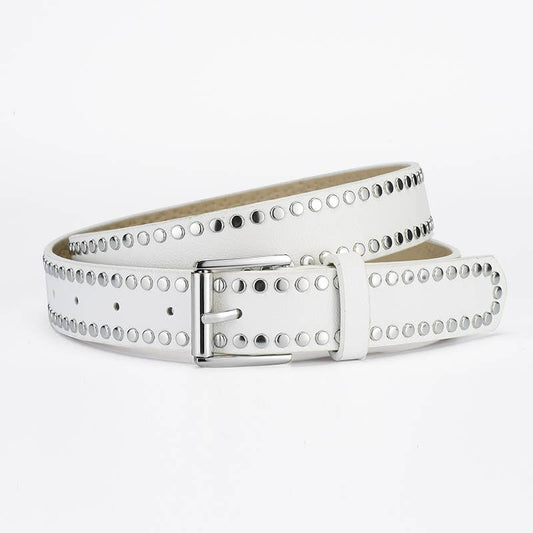 METALLIC BUCKLE PU BELT: WHITE OS