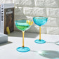 Vintage Art Deco Coupe Glasses | Set of 2 | Blue