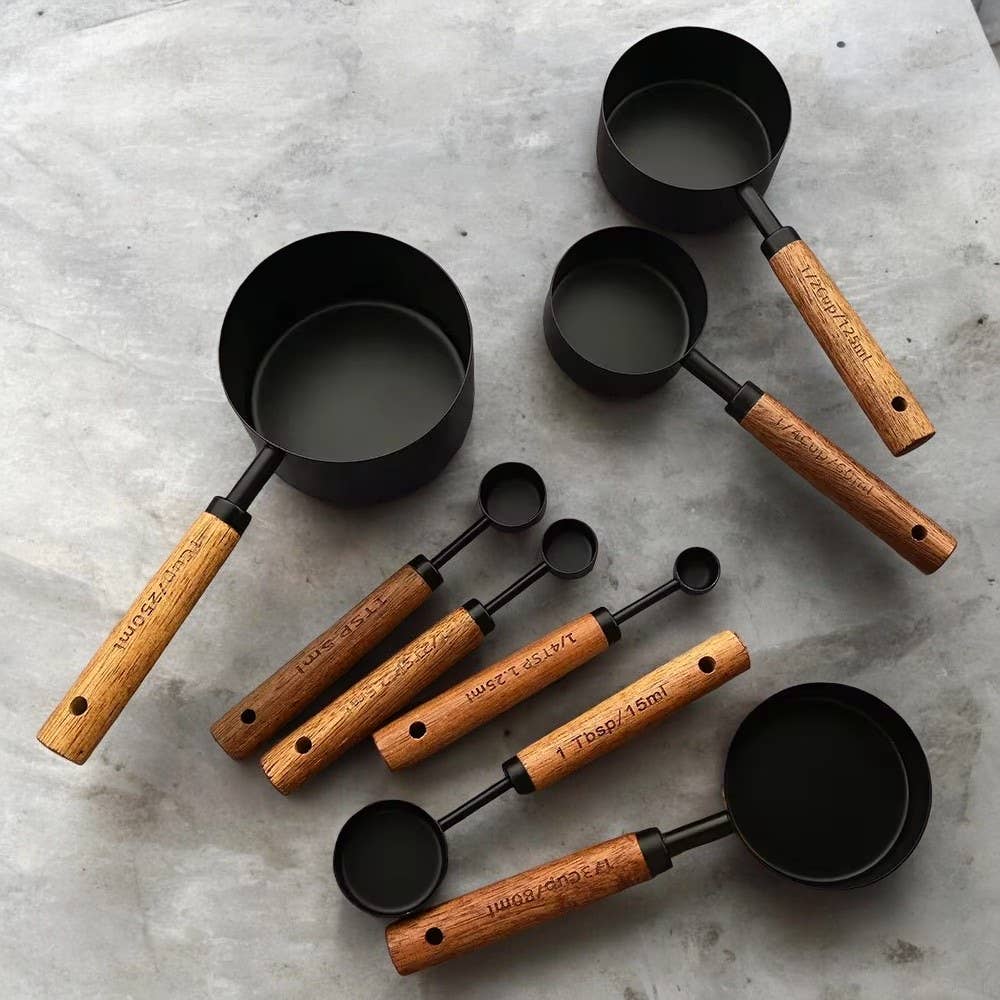 Black Stainless Steel Measuring Cups Set: 4 spoons