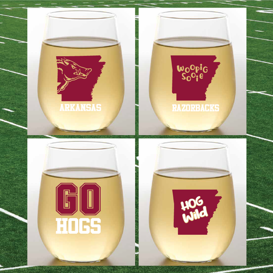 RAZORBACKS Unbreakable  TRITAN Plastic Win Glasses: 2pk