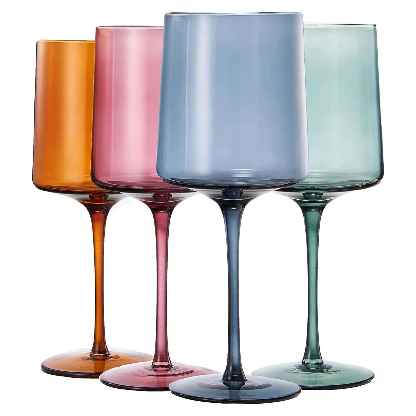 4 Muted Square Wine Glasses