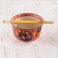 Floral Design 18oz 5.25"D Bowl With Chopsticks Set