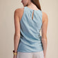Round-Neck Sleeveless Minimalist Top: Dusty Blue