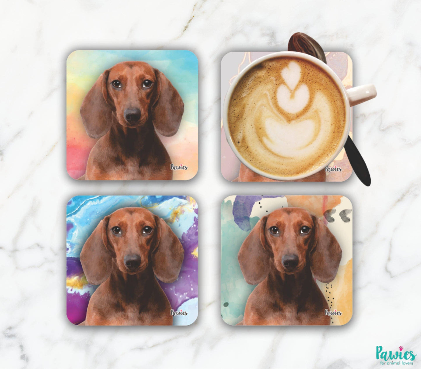 Dachshund Red Short Hair Set of 4 coasters