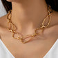 Artisanal Hammered Organic Link Necklace GOLD