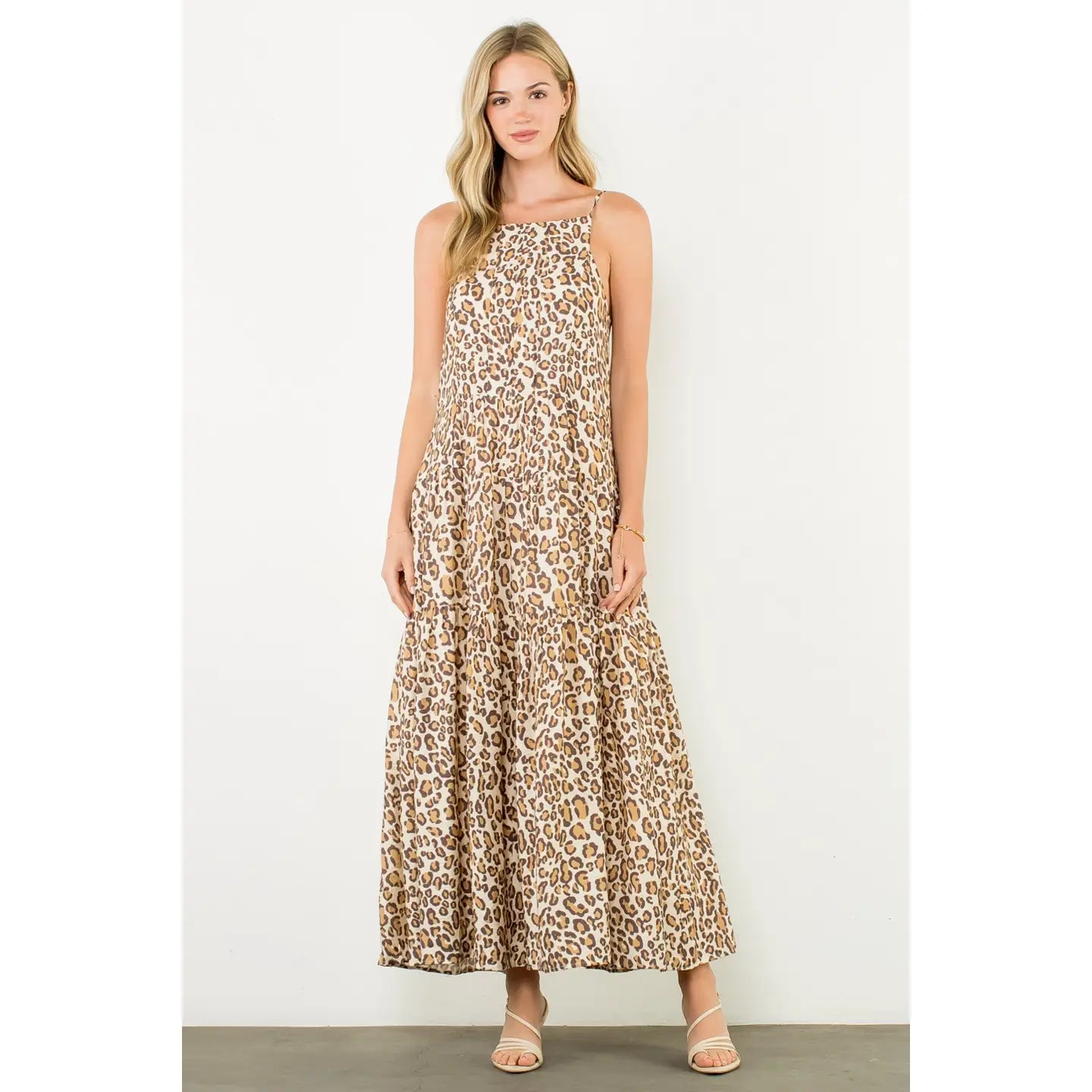 Strap Leopard Print Maxi Dress