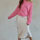 Knit Sweater Boat Neck Long Sleeve Pullover Sweater