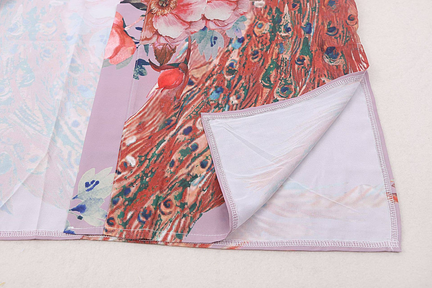 Retro Oriental Peacock Kimono Beach /Cover Up