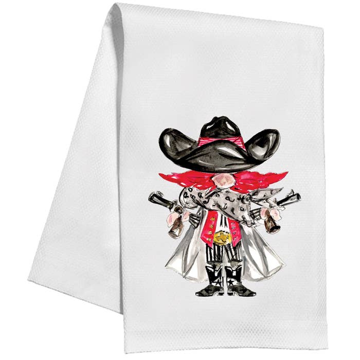 Handpainted Red & Black Raider Kitchen Towel