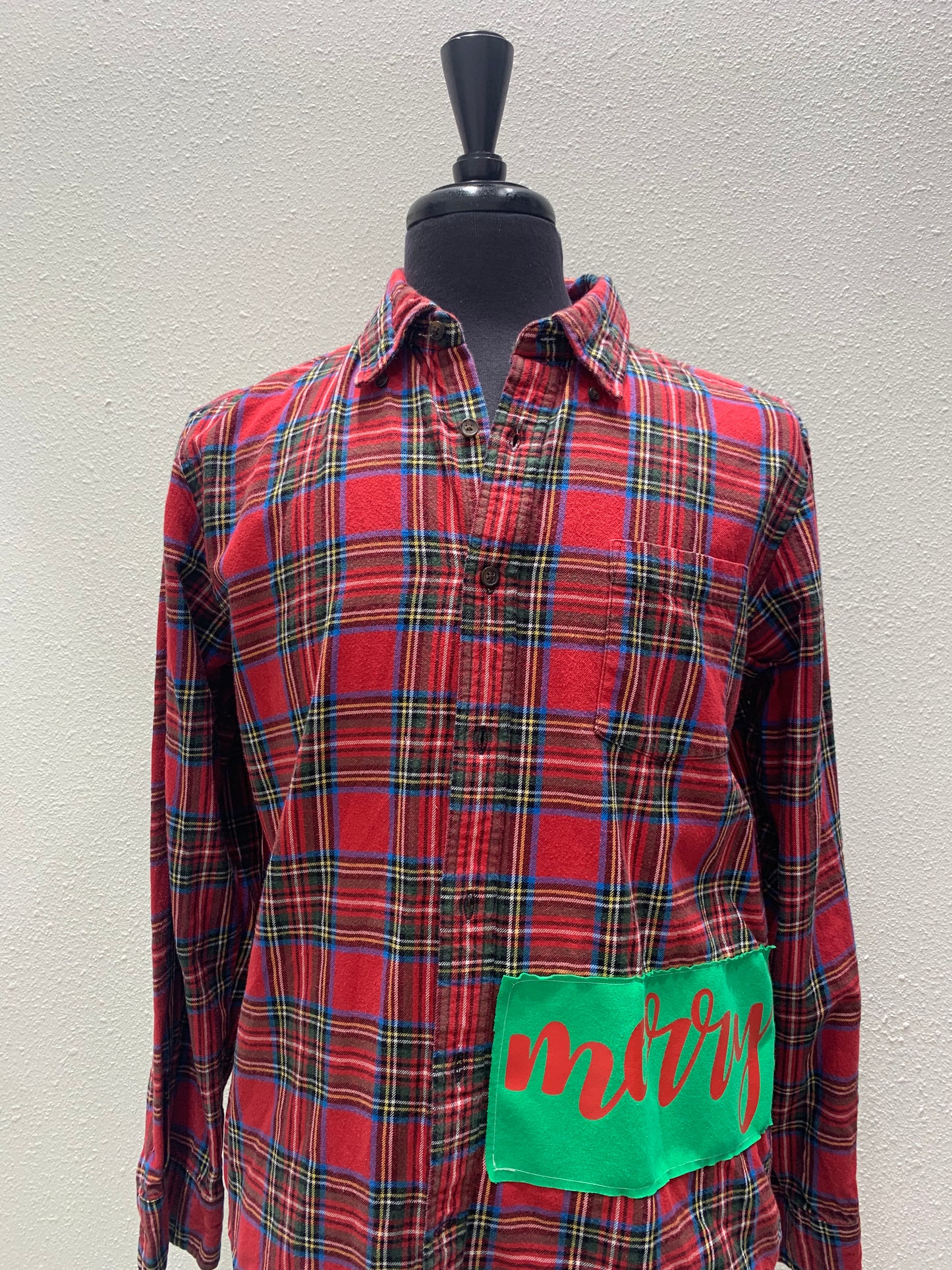 Vintage Repurposed Merry Flannel