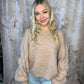 BEIGE KNIT SWEATER WITH PUFFED SLEEVES