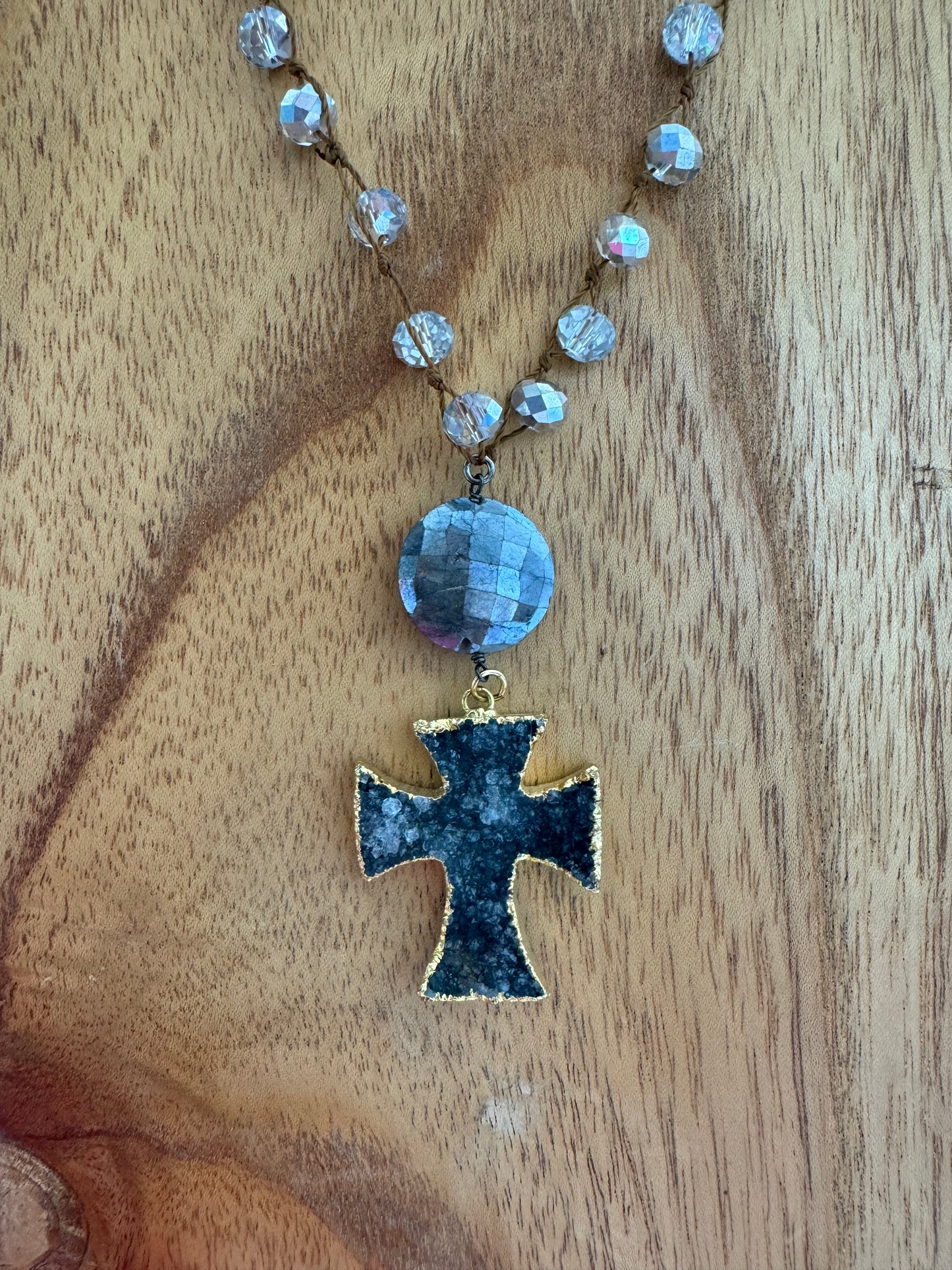 OOAK Druzy Cross Necklace