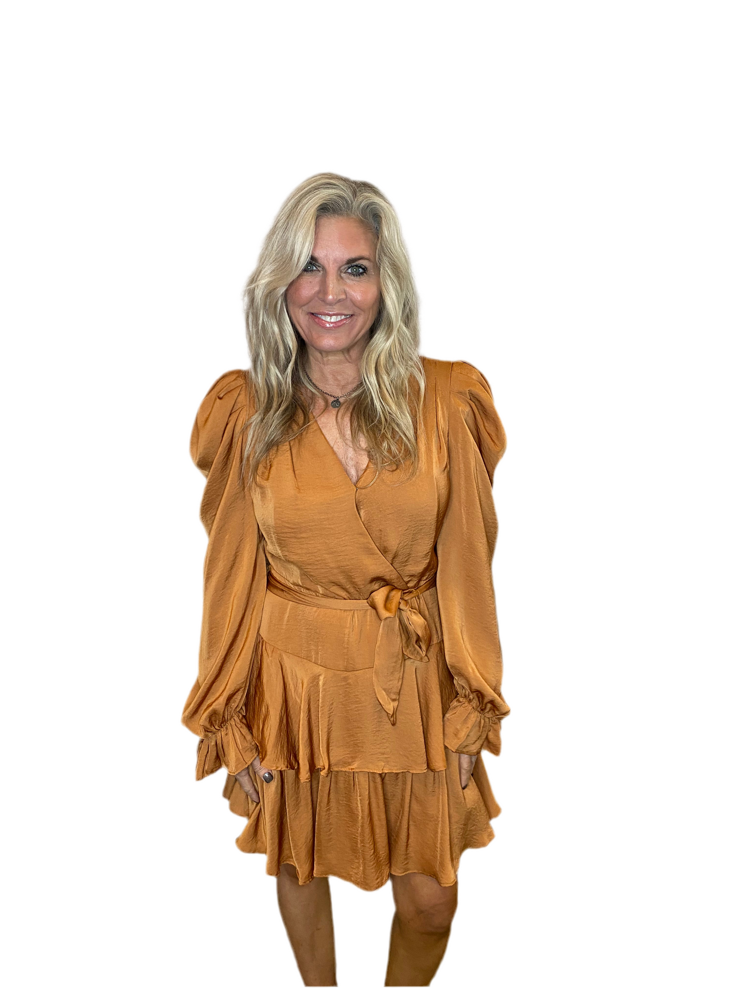 Camel Ruffled Dress