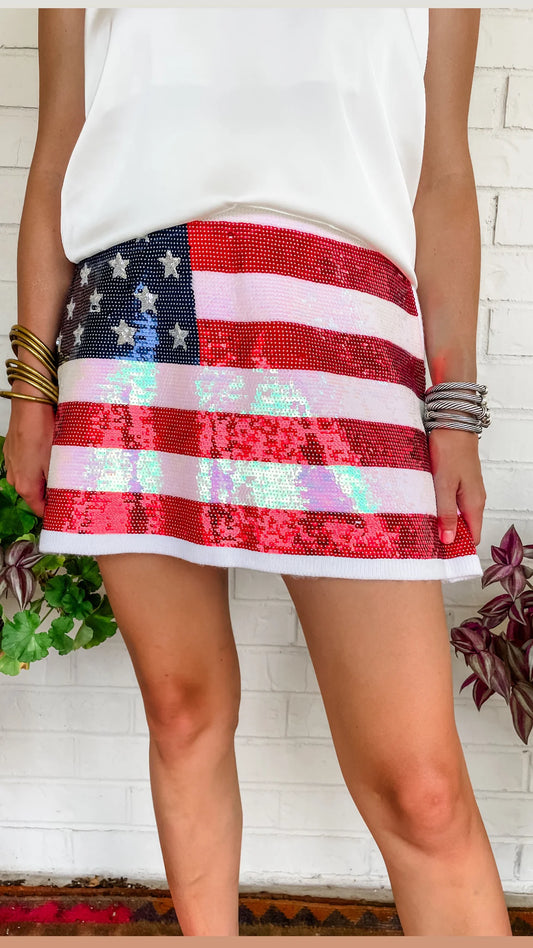 Queen of Sparkles Full Sequined Flag Skirt