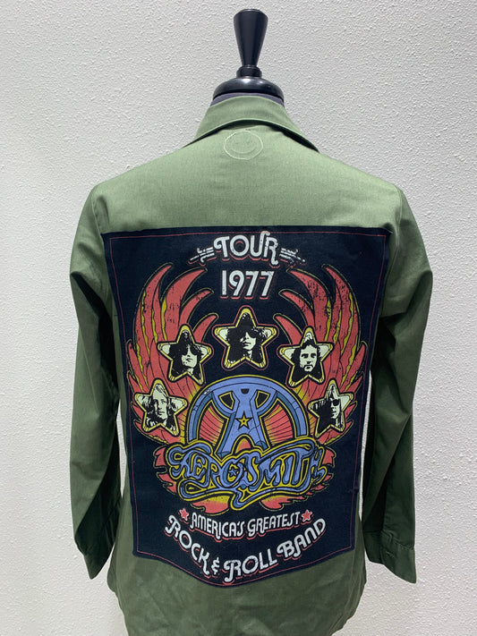 Vintage Repurposed Aerosmith Military Jacket