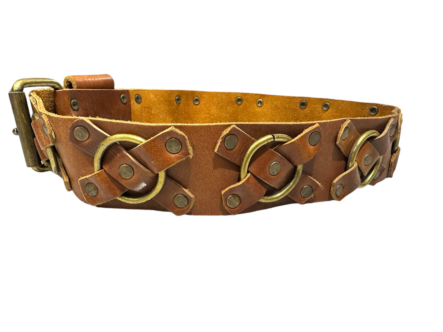 Brown Leather Crossed Belt