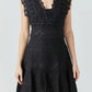 PLUNGING NECK LACE TRIM DRESS