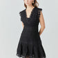 PLUNGING NECK LACE TRIM DRESS