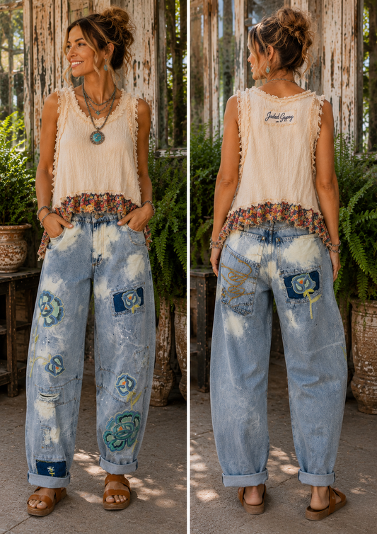 Jaded Gypsy Wildbloom Barrel Jeans