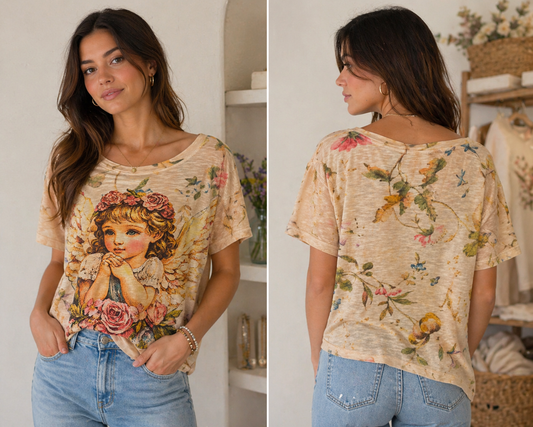 Flower Printed Angel Top