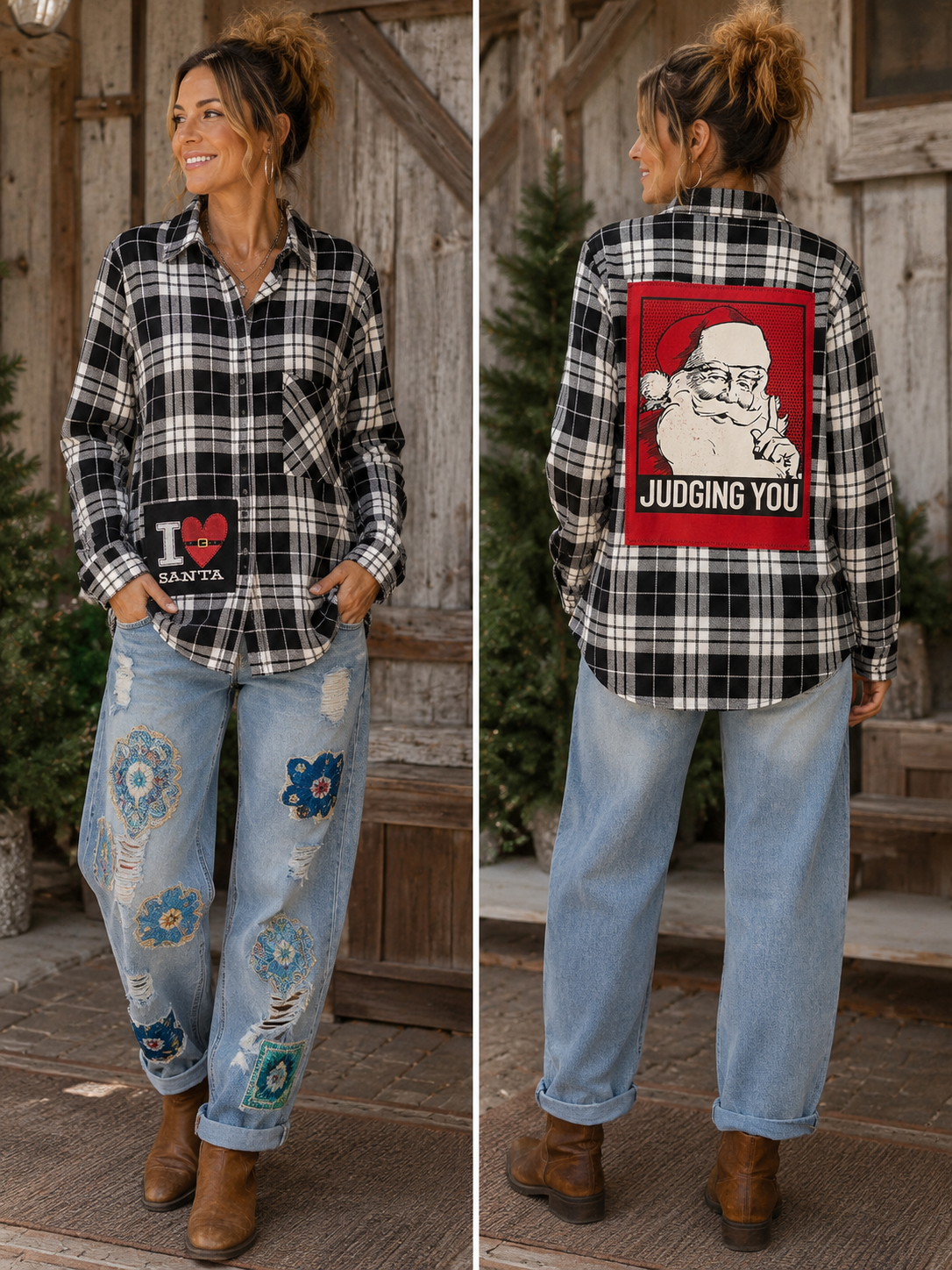 Vintage Repurposed Santa Flannel