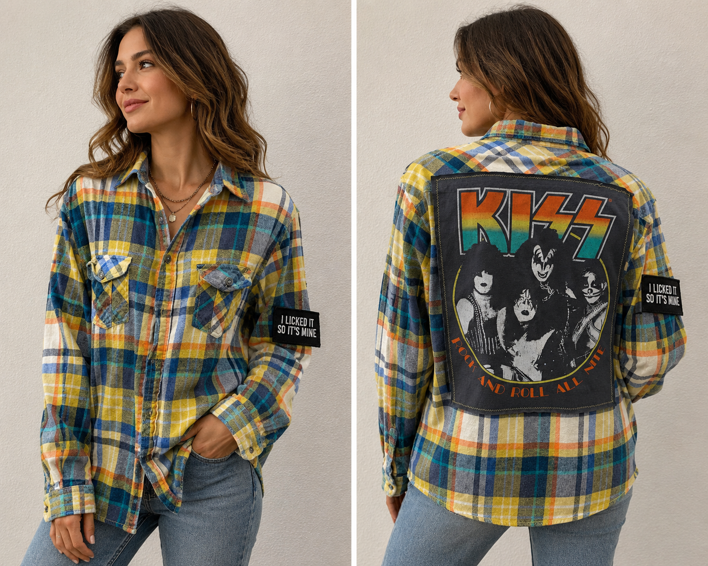 Vintage Repurposed KISS Flannel