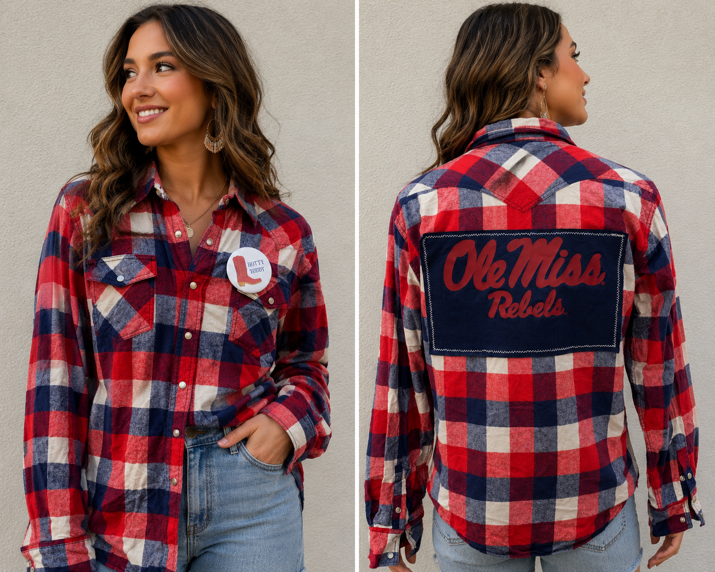 Vintage Repurposed Ole Miss Flannel
