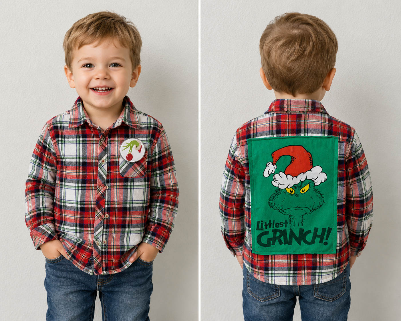 Vintage Repurposed Grinch Flannel