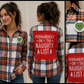 Vintage Repurposed Naughty List Flannel