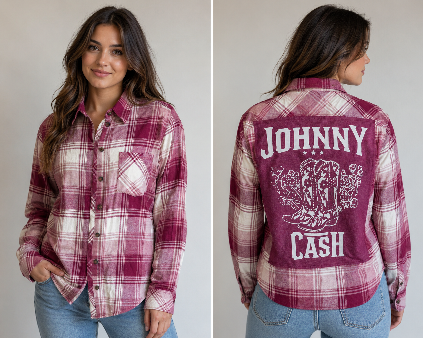 Vintage Repurposed Johnny Cash Flannel