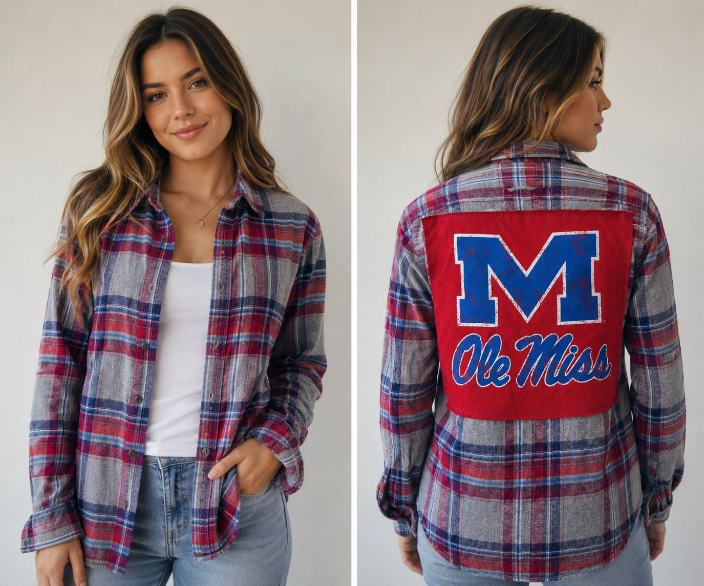 Vintage Repurposed Ole Miss Flannel
