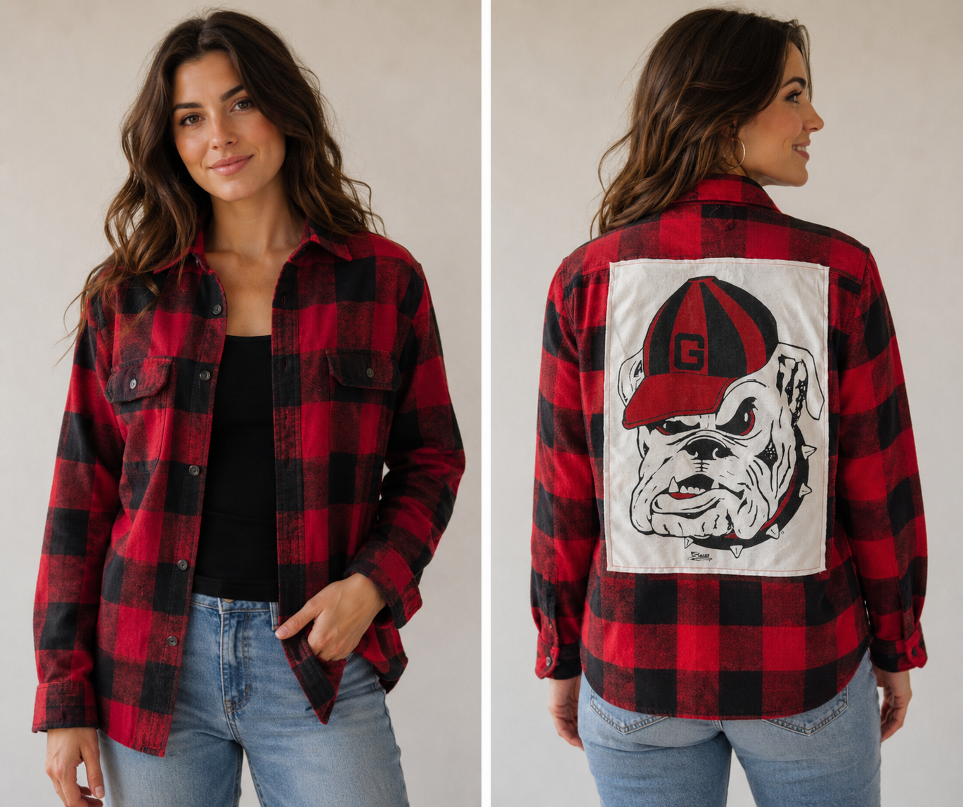 Vintage Repurposed Georgia Bulldogs Flannel