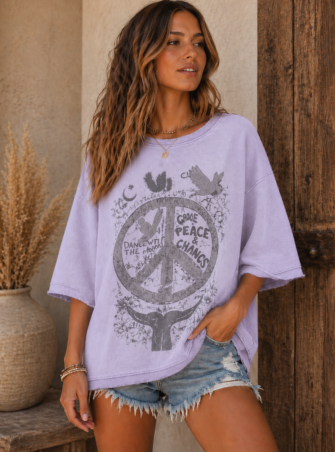 Jaded Gypsy Dance With The Moon Sweatshirt Peace Plum