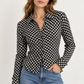 Opaline Black Gingham Button-Up Blouse