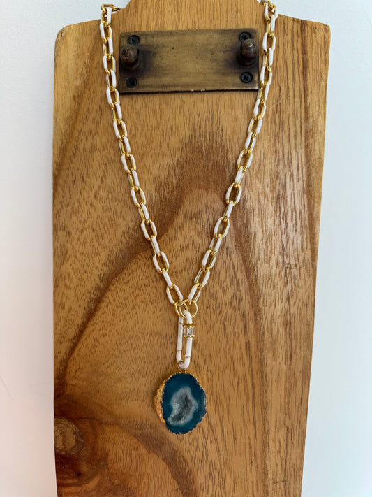 OOAK Blue Druzy Necklace