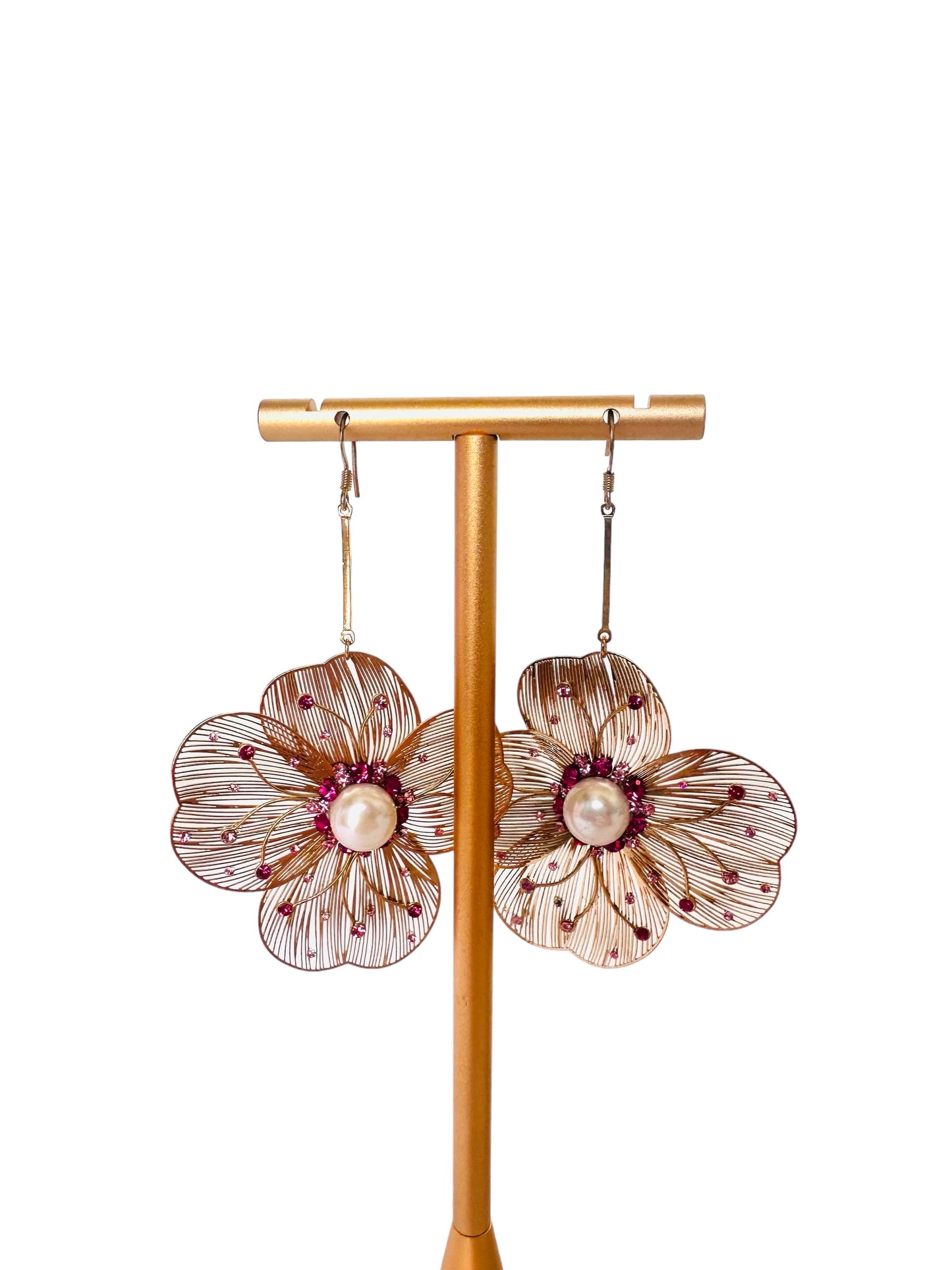 Fuschia Floral Earrings