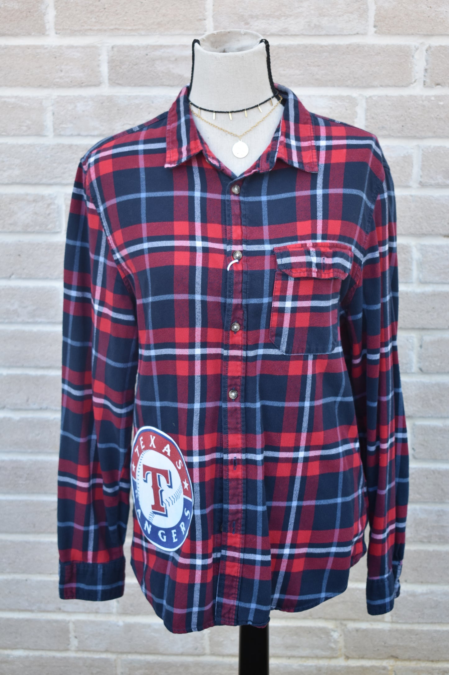 Texas Rangers Repurposed Vintage Flannel