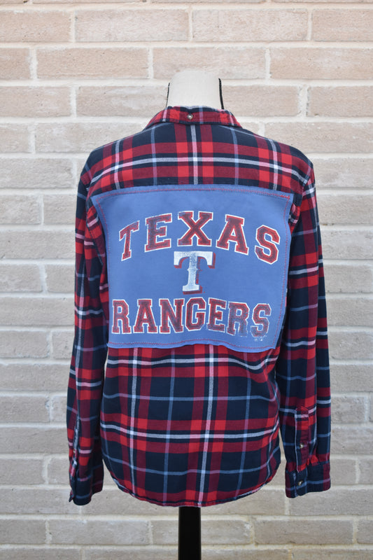 Texas Rangers Repurposed Vintage Flannel