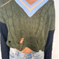 Multi Color Cropped V neck Sweater