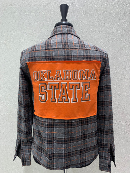 Vintage Repurposed Oklahoma State Flannel