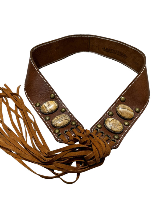 Brown Leather Belt w/ Agate