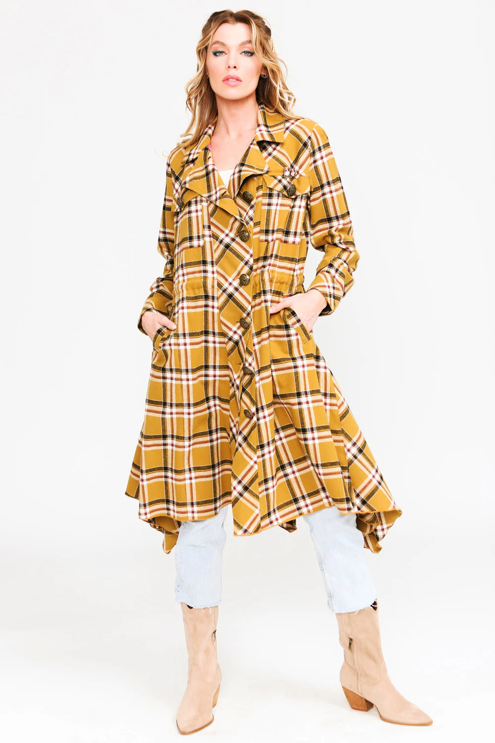 Coco Plaid Trench Coat